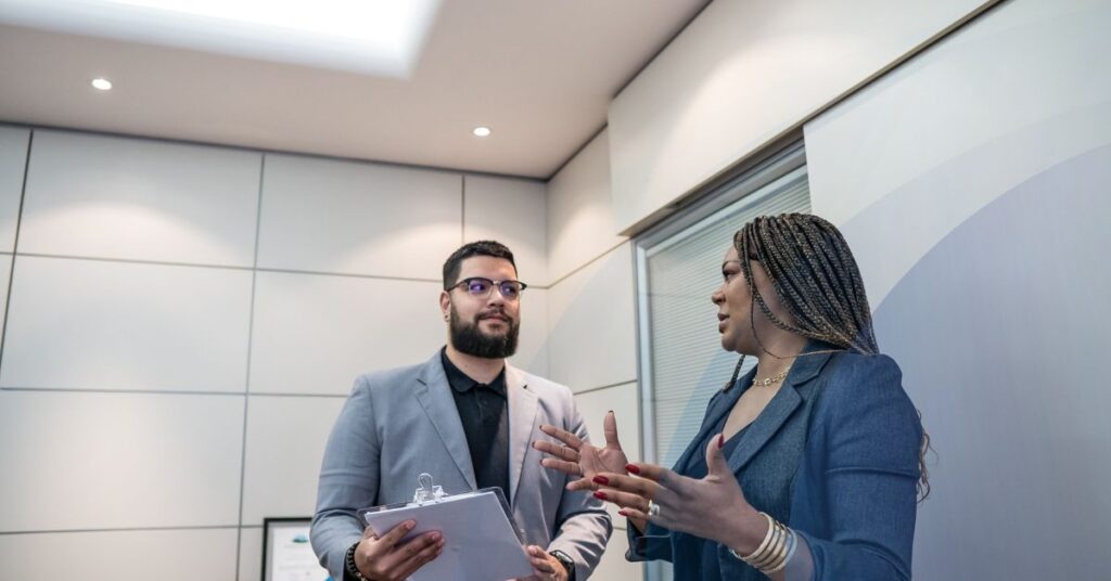 Manager and employee going through a personalized employee development program based on behavioral assessment result